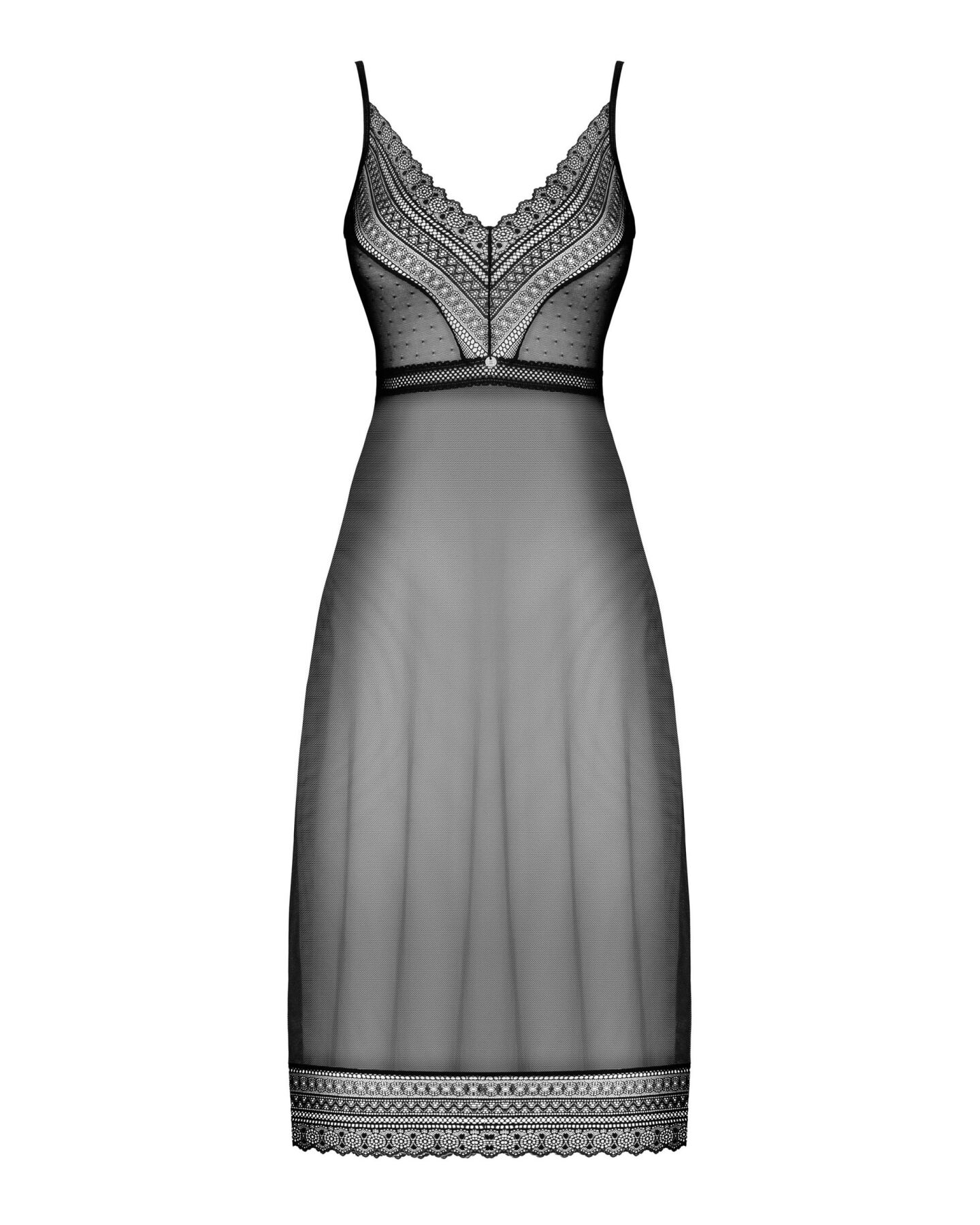 фото Сорочка Obsessive Estiqua chemise M/L, чорний, асиметричний крій