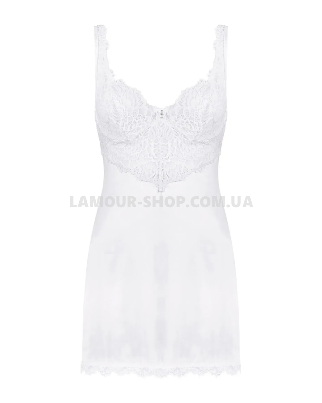 фото Сорочка  Obsessive Amor Blanco underwire chemise & thong white S/M