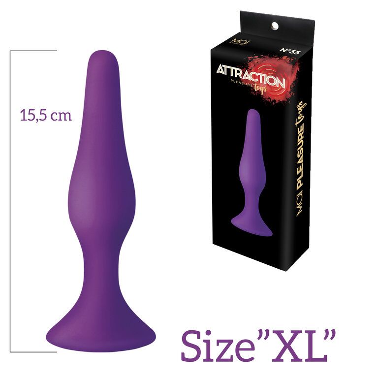фото Анальная пробка MAI Attraction Toys №35 Purple, длина 15,5см, диаметр 3,8