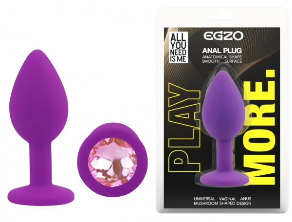 Анальна пробка EGZO - Silicone Purple Round Plug Pink, size S