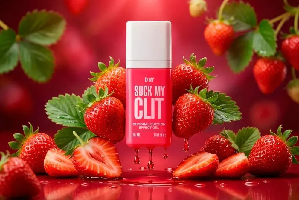 фото Смоктайзер  для клітора Intt Suck My Clit Wild Strawberry (15 мл), полуниця