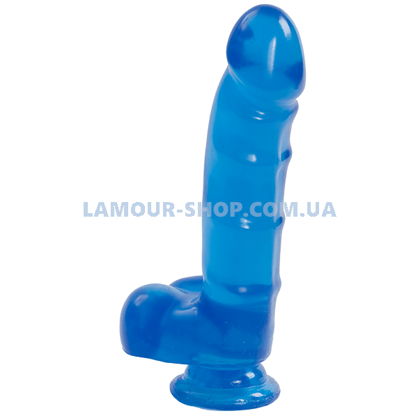 фото Фаллоимитатор Doc Johnson Jelly Jewels - Cock and Balls with Suction Cup - Blue