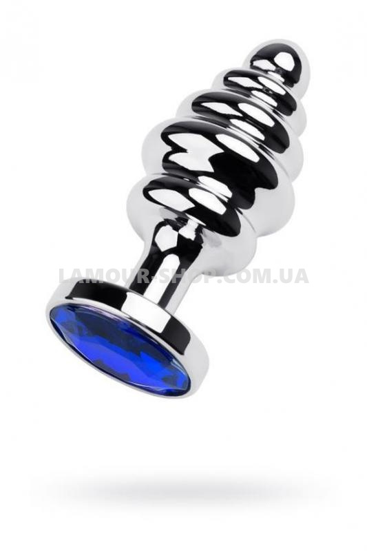 фото Анальна пробка Silver anal plug with blue gem
