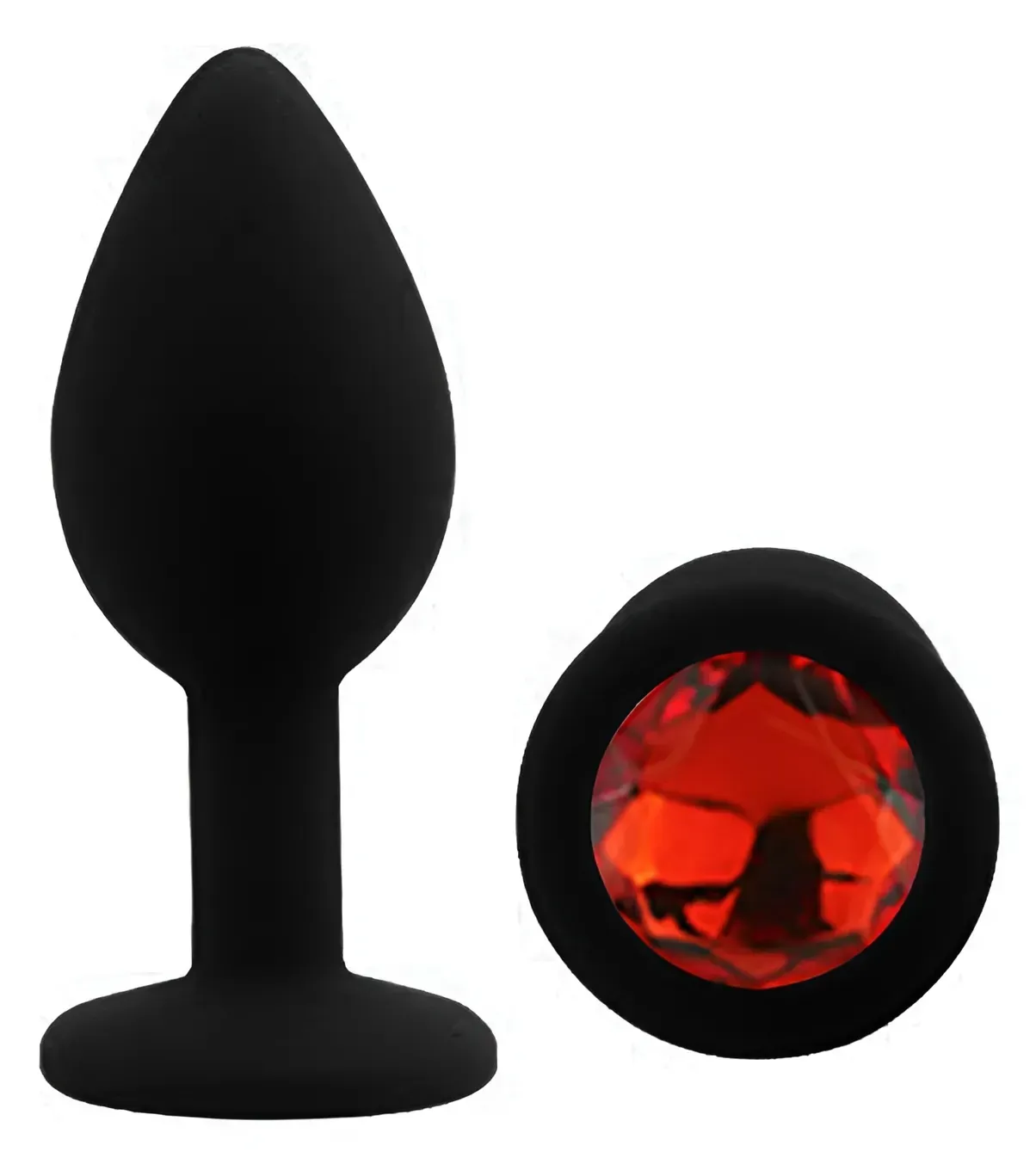 фото Силіконова анальна пробка  EGZO - Silicone Black Round Plug Red, size S