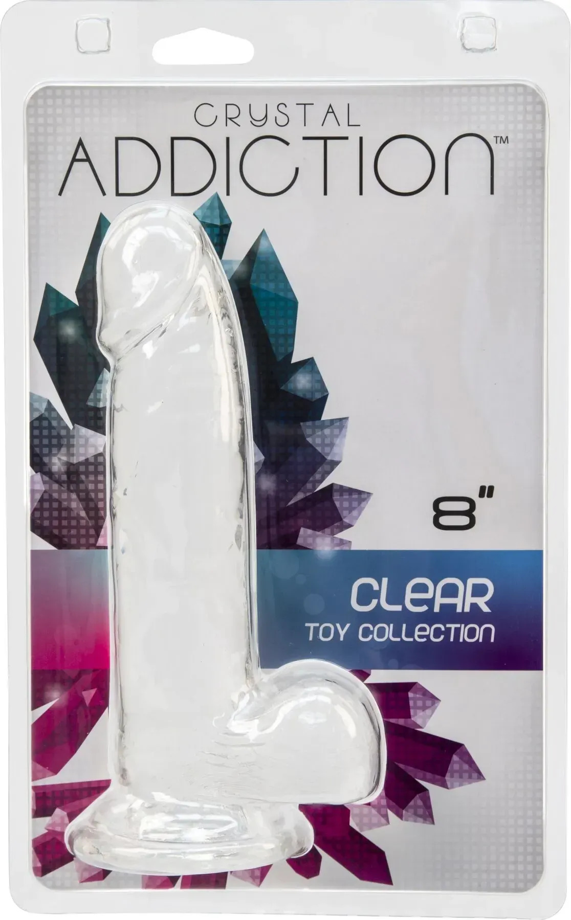 фото Фалоімітатор  на присосці ADDICTION — Clear Dildo with Balls 8″