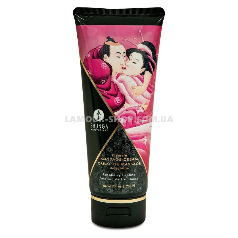 фото Їстівний масажний крем Shunga Kissable Massage Cream – Raspberry Feeling (200 мл)