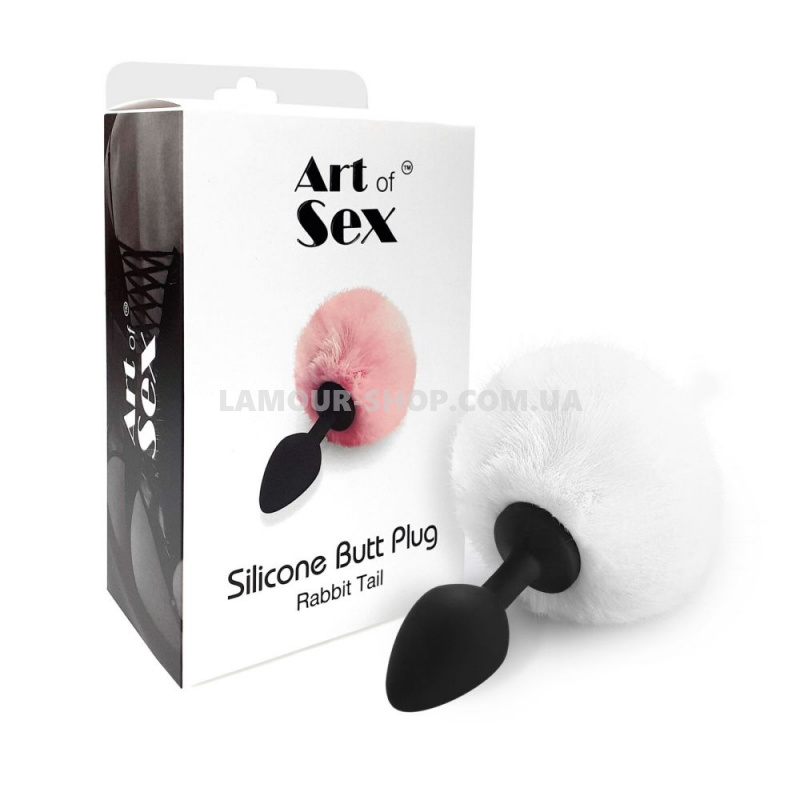 фото Анальна пробка М Art of Sex - Silicone Bunny Tails Butt plug White