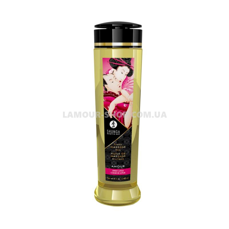 фото Масажна олія Shunga Amour – Sweet Lotus (240 мл) натуральна зволожувальна