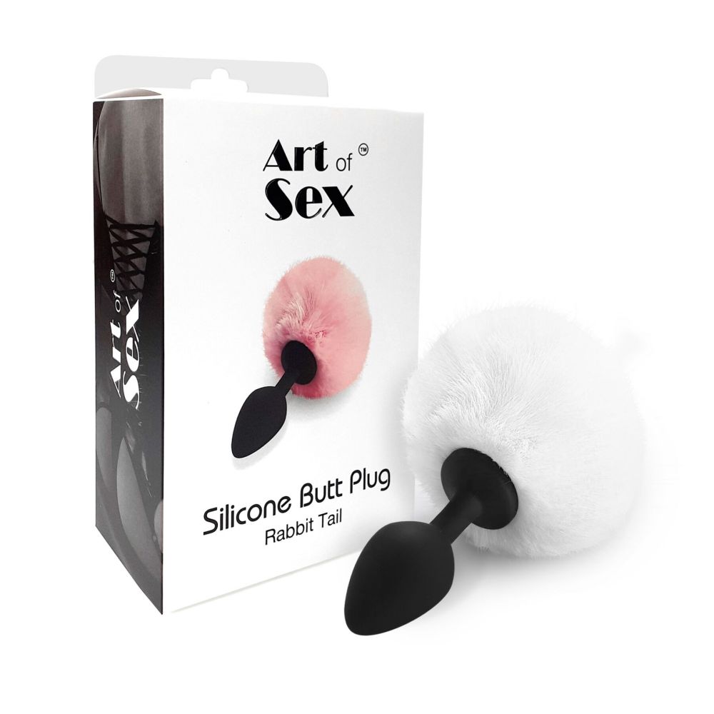 фото Анальна пробка М Art of Sex - Silicone Bunny Tails Butt plug White