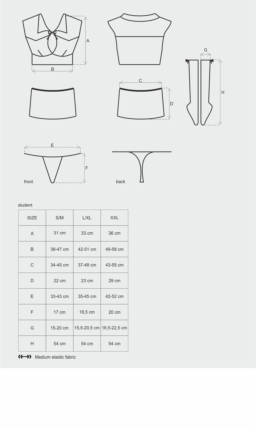 фото Рольовий костюм Obsessive Student 4 pcs costume S/M