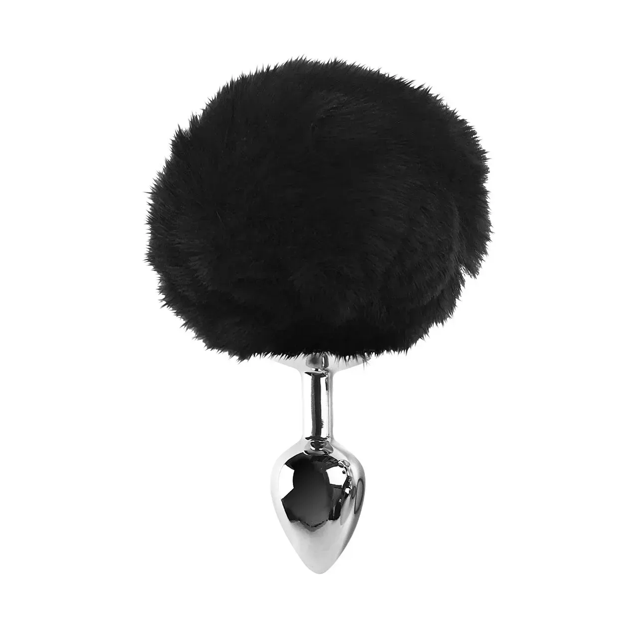 фото Анальний затор М Art of Sex - Metal Butt plug Rabbit Tail, Чорний