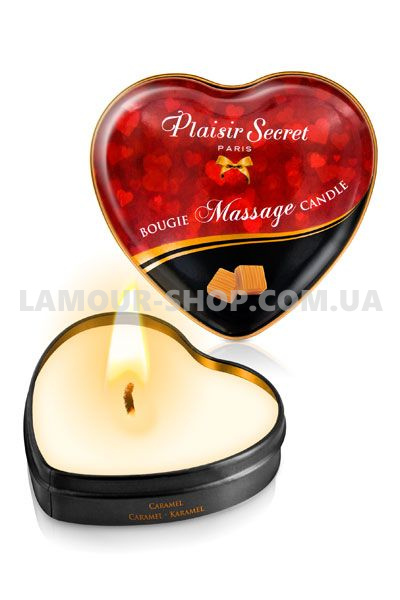 фото Масажна свічка серце Plaisirs Secrets Caramel 35 мл