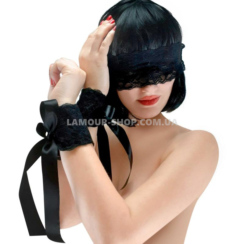 фото Еротичний набір пов'язка на очі та наручники Blindfold and Handcuffs Aria