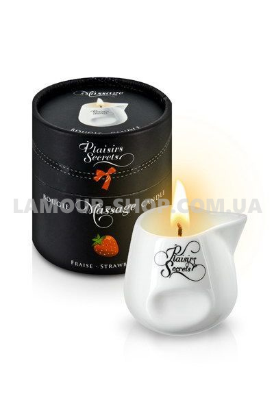 фото Масажна свічка Plaisirs Secrets Strawberry (80 мл) подарункова упаковка