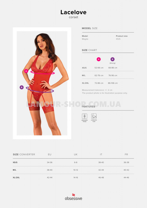Obsessive Корсет Obsessive Lacelove corset M/L Red, мереживо, підв’язки для панчіх фото фото Корсет Obsessive Lacelove corset M/L Red, мереживо, підв’язки для панчіх