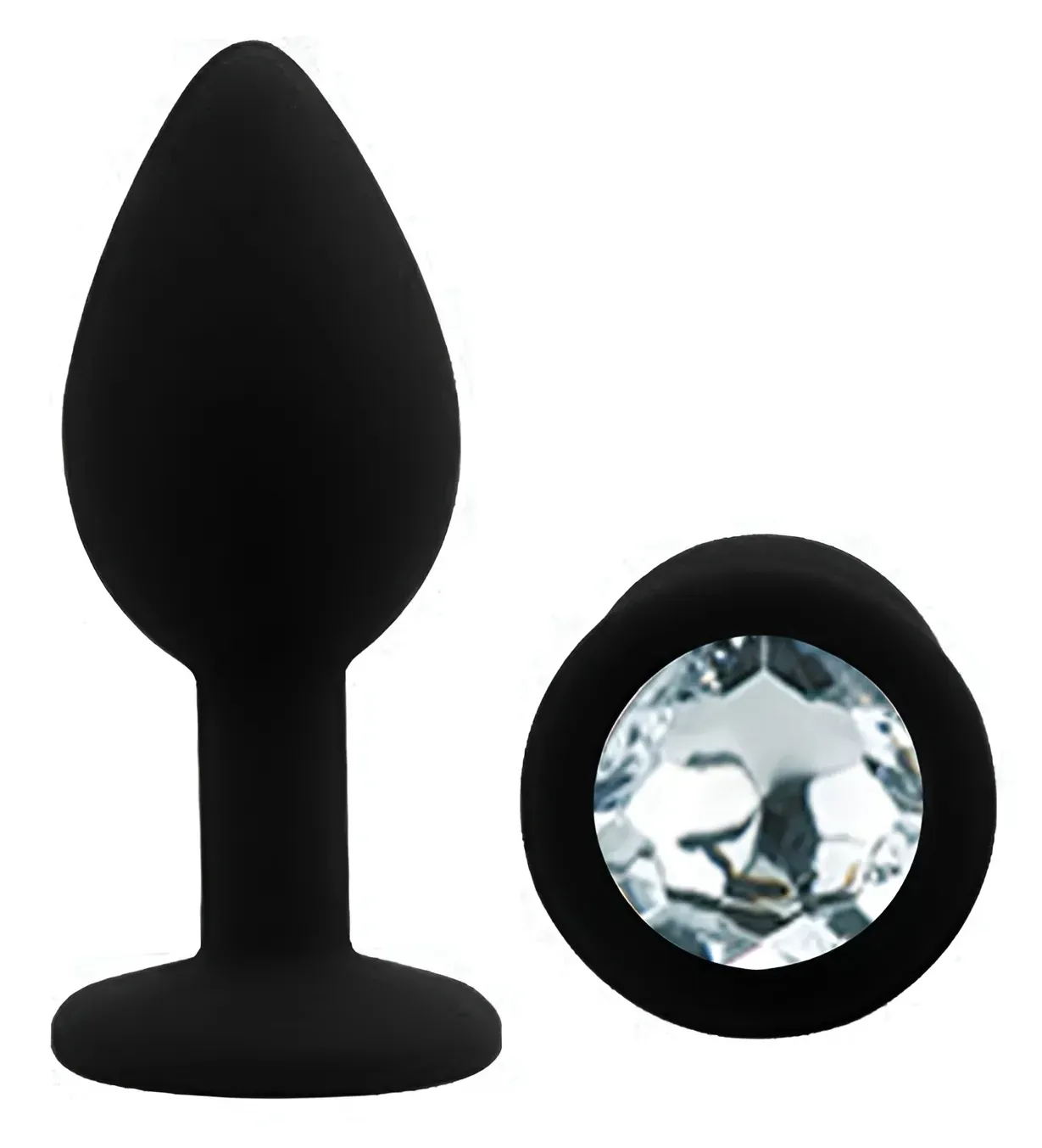 фото Силіконова анальна пробка EGZO - Silicone Black Round Plug Clear, size S