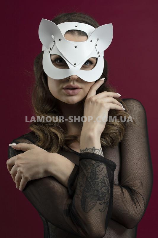 фото Маска кошечки Feral Feelings - Catwoman Mask, натуральная кожа, белая