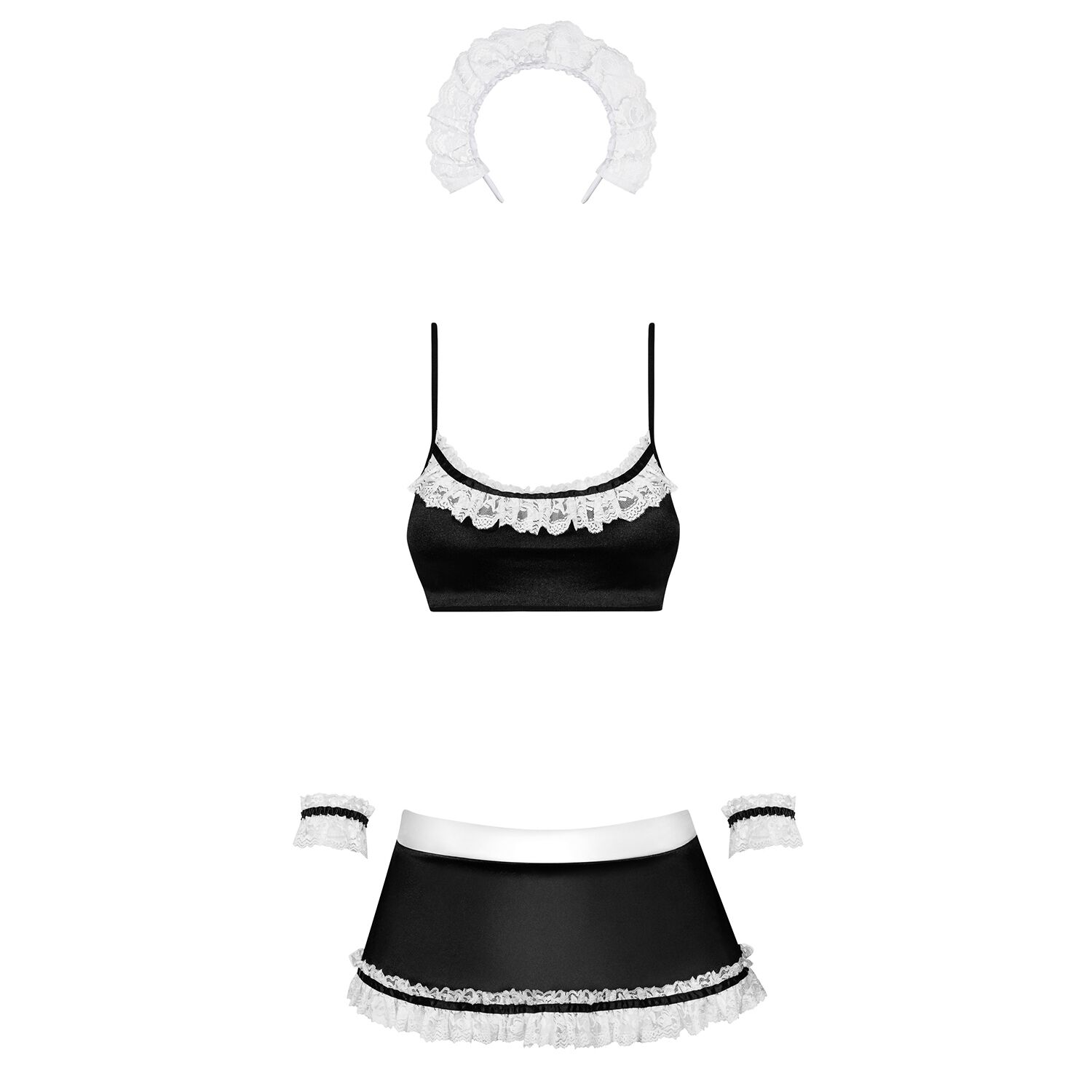 фото Костюм покоївки Obsessive Maid set S/M, black, 5 предметів