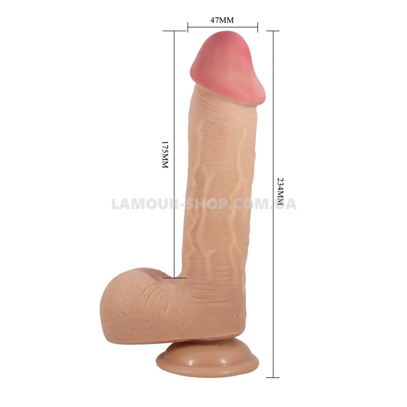 фото Фалоімітатор  з ефектом ковзної шкіри LyBaile - Sliding Skin 9,2'' Flesh,