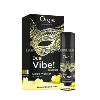 Рідкий вібратор Orgie Dual Vibe! Lemon Gin And Tonic Kissable 15 мл Рідкий вібратор Orgie Dual Vibe! Lemon Gin And Tonic Kissable 15 мл