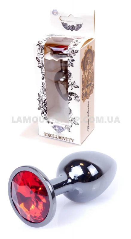 фото Анальна пробка Boss Series - Jewellery Dark Silver PLUG Red S