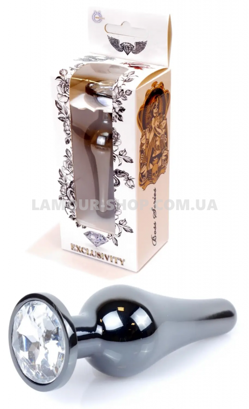 фото Анальна пробка Boss Series - Jewellery Dark Silver BUTT PLUG Clear