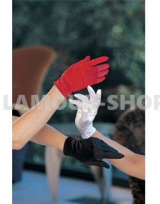 фото Короткие перчатки из атласа, длина 24 см красные
