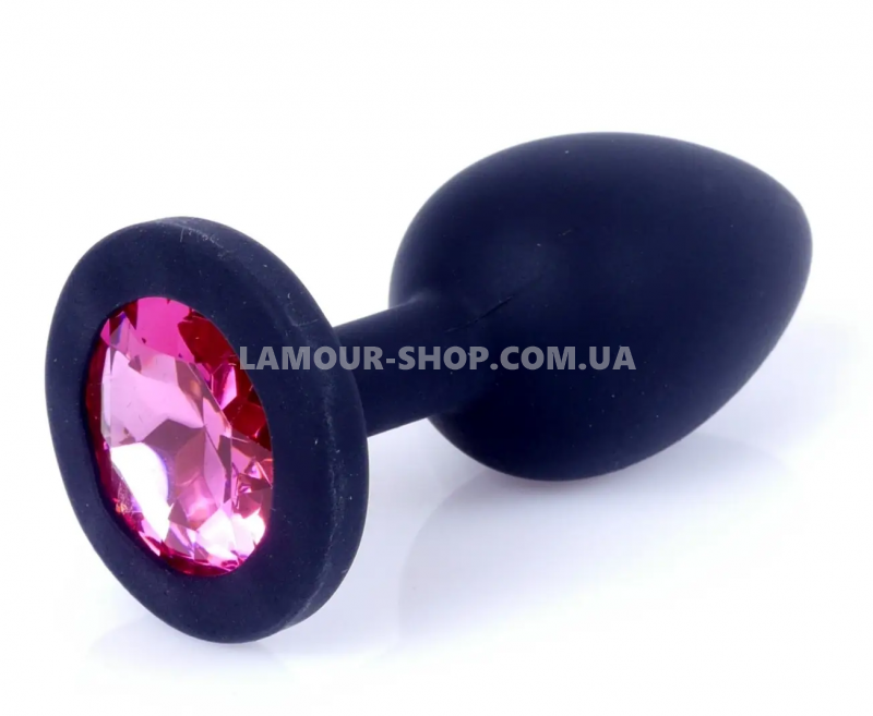 фото Анальна пробка Boss Series - Jewellery Black Silicon PLUG Small Pink S