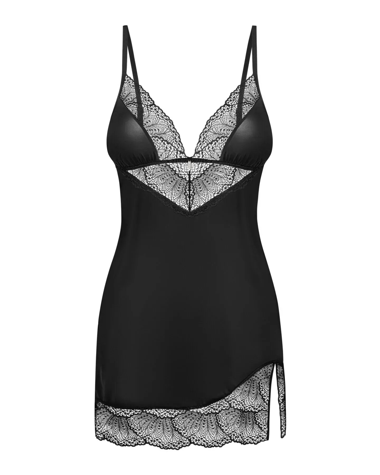 фото Пеньюар Obsessive Lobellis chemise & thong, M/L, чорний