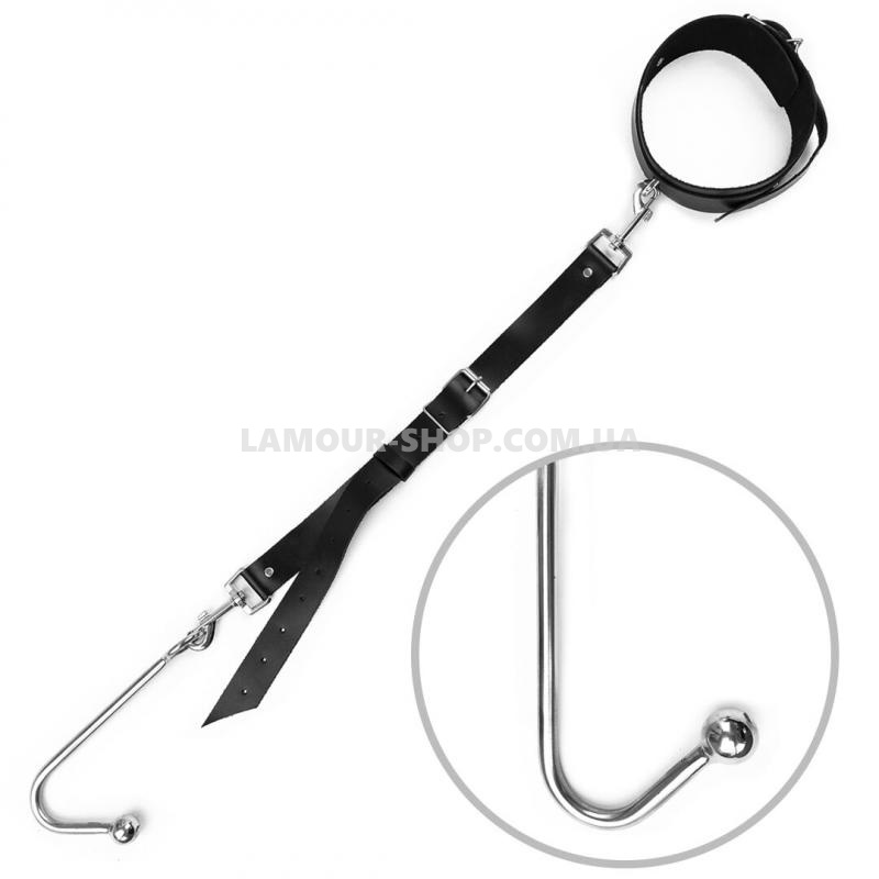 фото Анальний гак  із нашийником з шкіри Art of Sex - Anal hook, Чорний