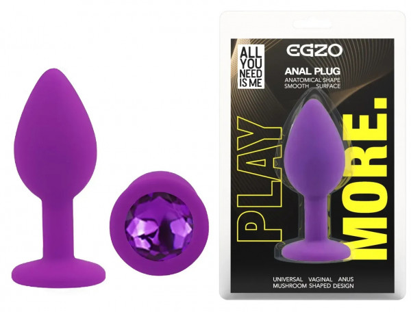 Анальна пробка EGZO - Silicone Purple Round Plug Purple, size S