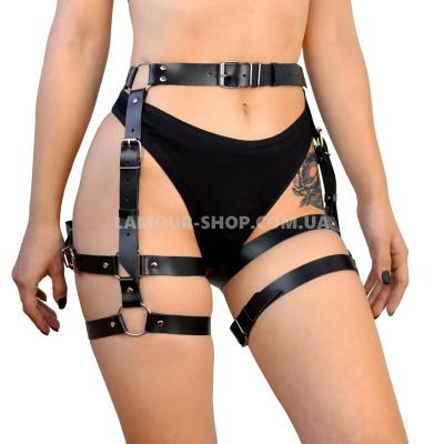 Гартери Art of Sex Claire, натуральна шкіра, розмір L-2XL, колір чорний Гартери Art of Sex Claire, натуральна шкіра, розмір L-2XL, колір чорний