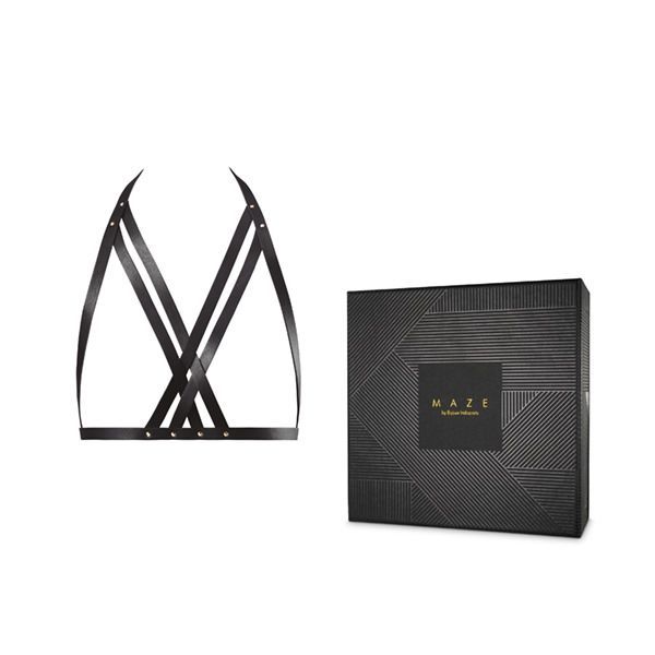 фото Портупея Bijoux Indiscrets MAZE — Halter Bra Harness Black