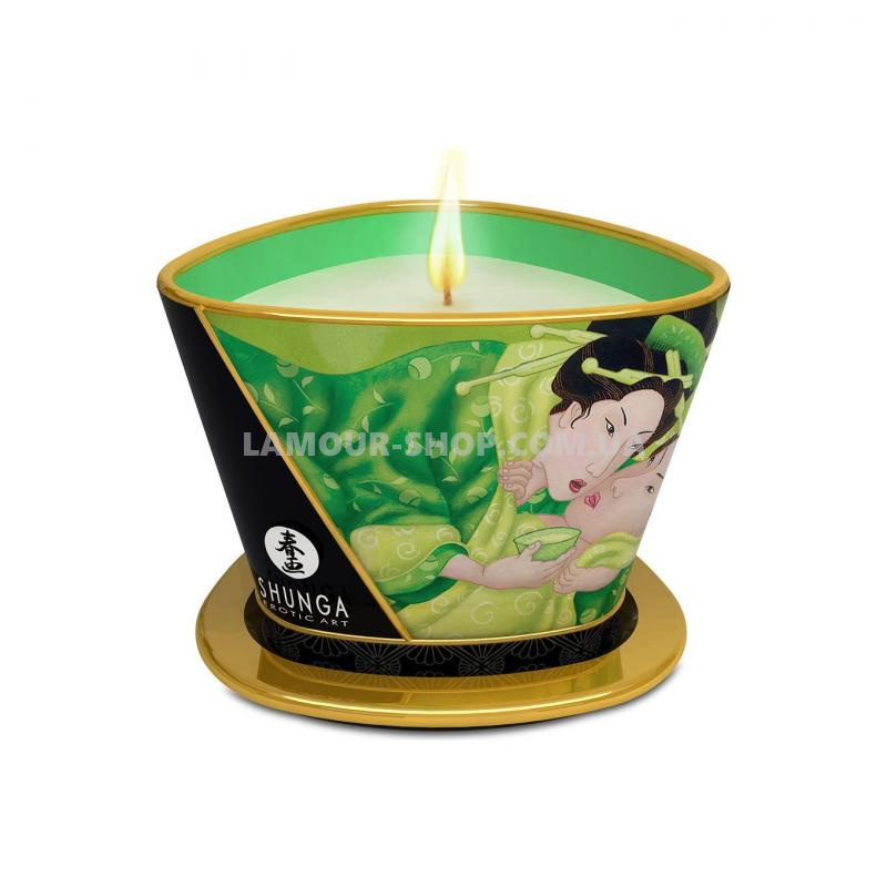 фото Масажна свічка Shunga - Exotic Green Tea (170 мл) з афродизіаками