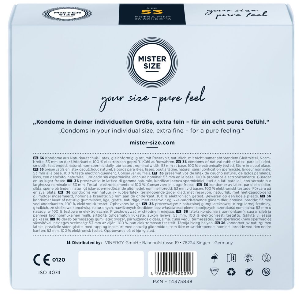 фото Презервативи Mister Size - pure feel - 53  товщина 0,05 мм