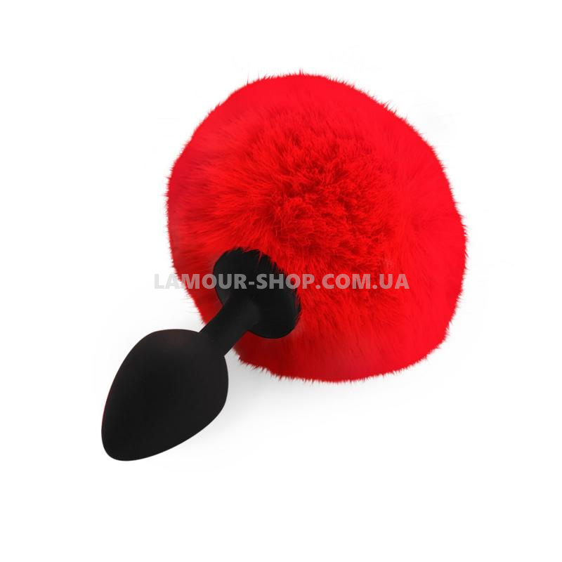 фото Анальна пробка М Art of Sex - Silicone Bunny Tails Butt plug Red, діаметр 