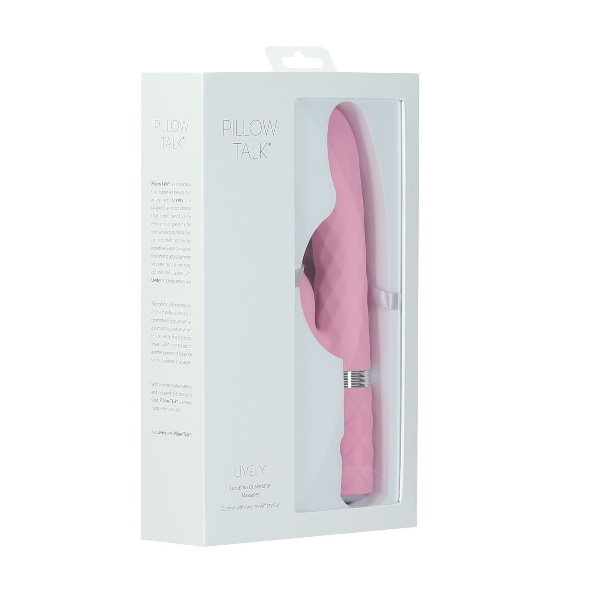 фото Кролик з ротацією та вібрацією Pillow Talk Lively Pink, кристал Сваровскі, 