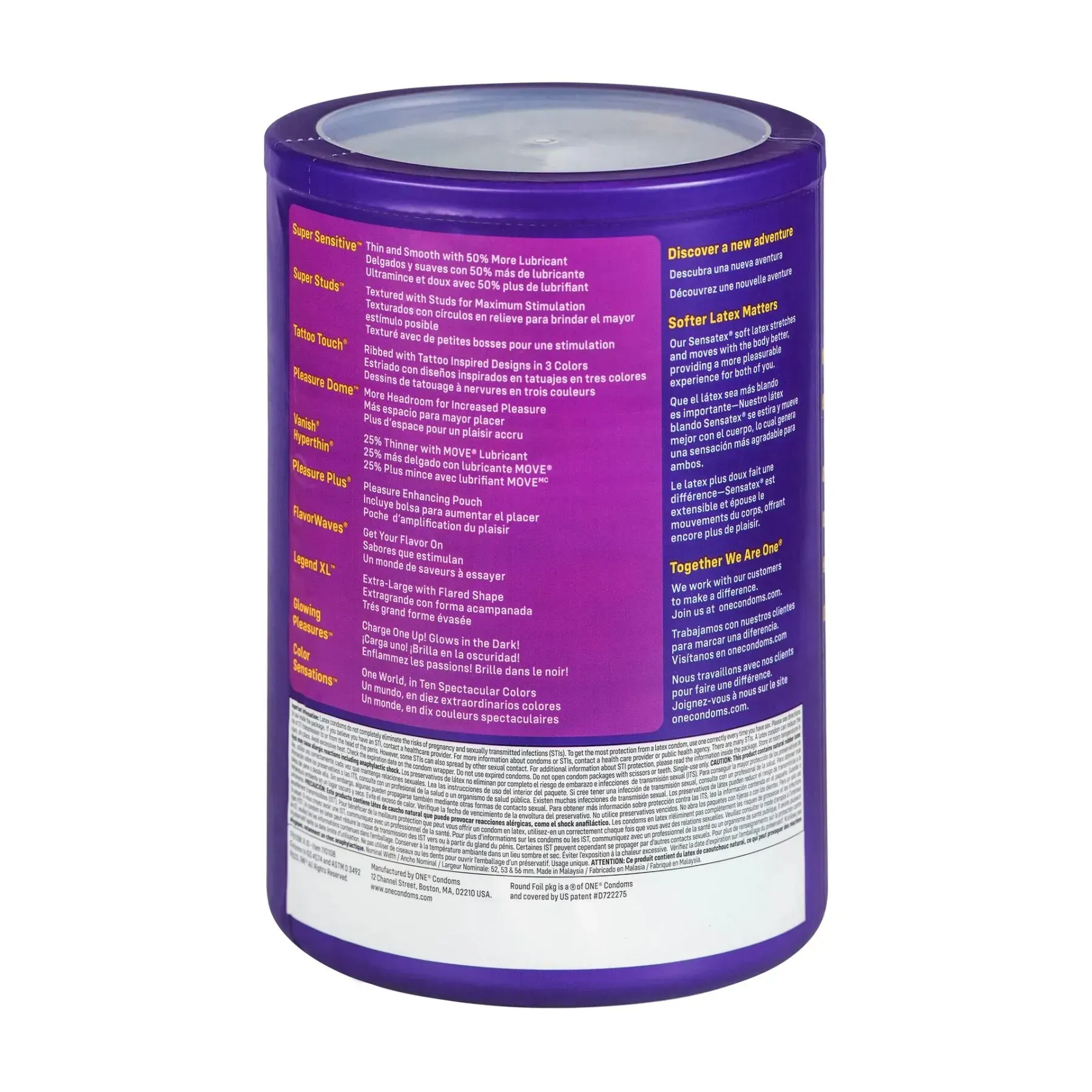 фото Набір презервативів ONE SX0732 Mixed Pleasures, 100 шт, 10 видів, паковання-тубус