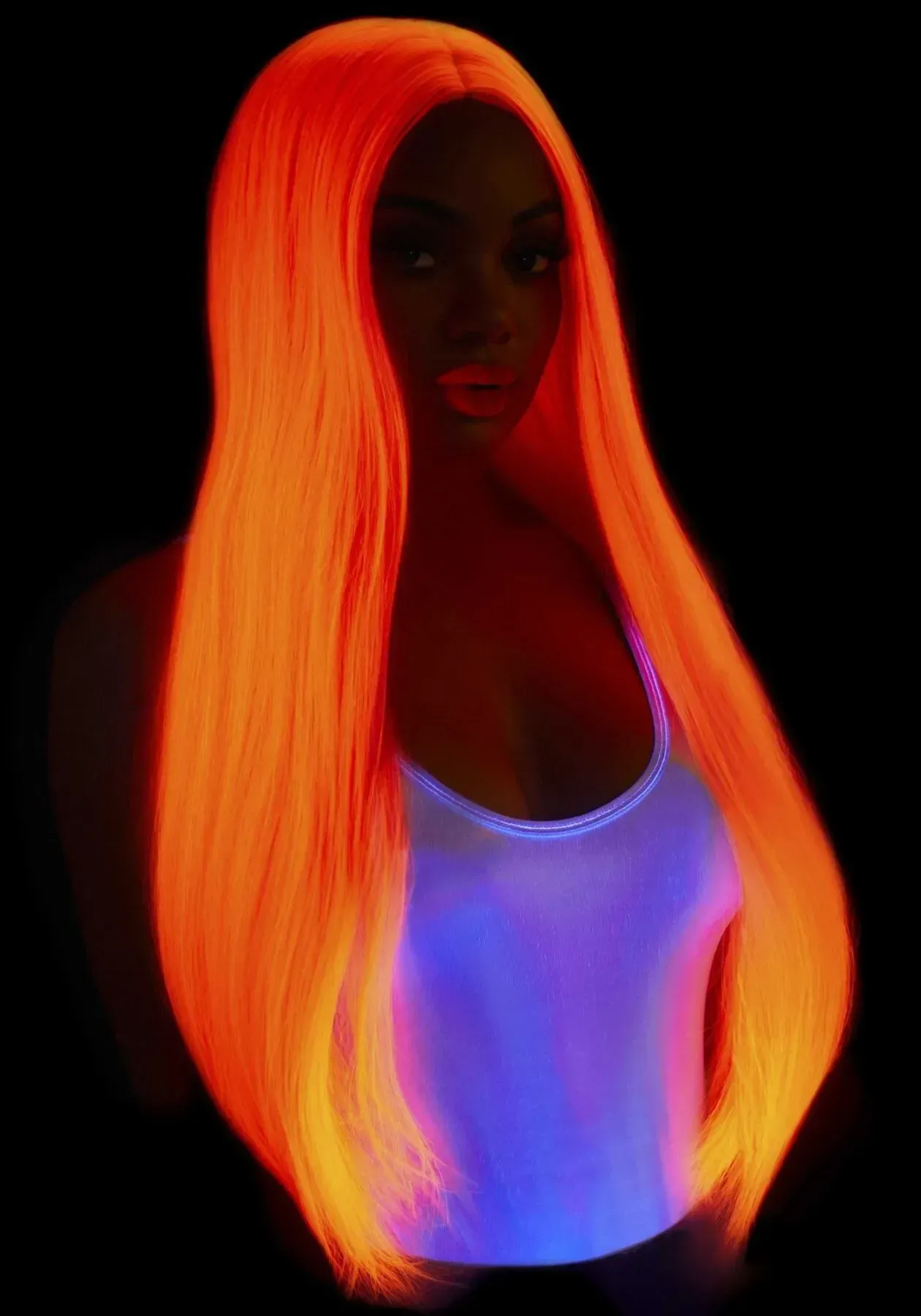 фото Перука  Leg Avenue 33″ Long straight center part wig neon pink