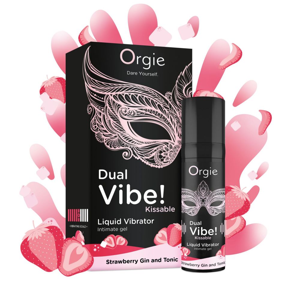 фото Рідкий вібратор Orgie Dual Vibe! Strawberry Gin & Tonic Kissable 