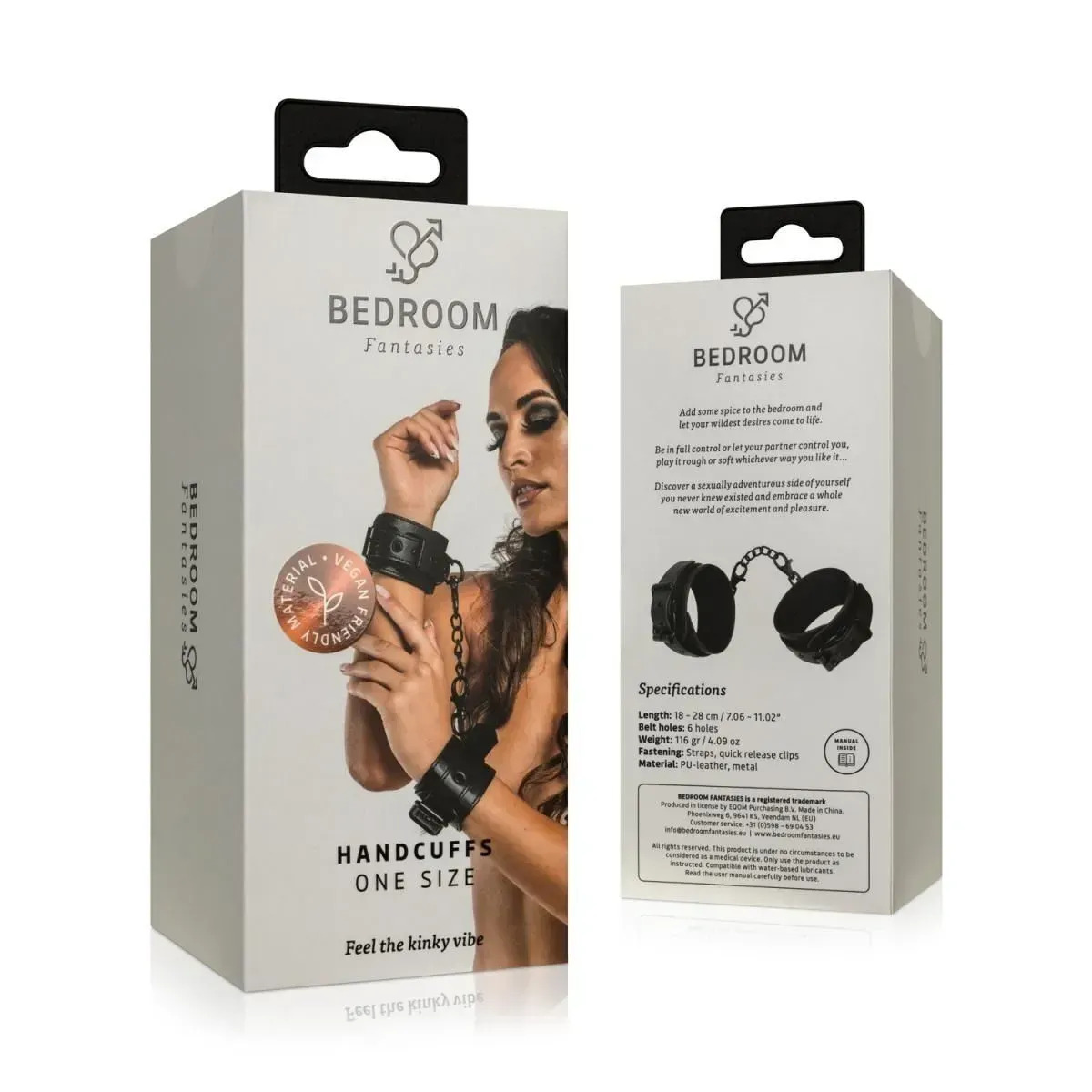 фото Наручники Bedroom Fantasies: Faux Leather Handcuffs One Size, чорні