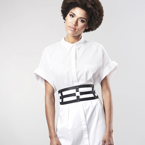 фото Портупея-пояс Bijoux Indiscrets MAZE - Wide Belt and Restraints Black, екошкіра