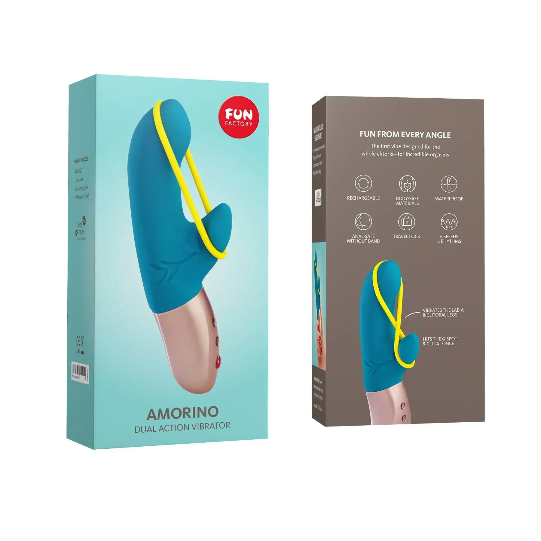 фото Мінівібратор-кролик зі стимулювальною стрічкою Fun Factory AMORINO Aquamarine
