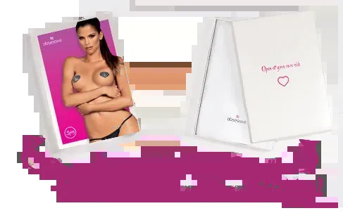 фото Накладки-серця на соски зі стразами Obsessive A750 nipple covers, чорні