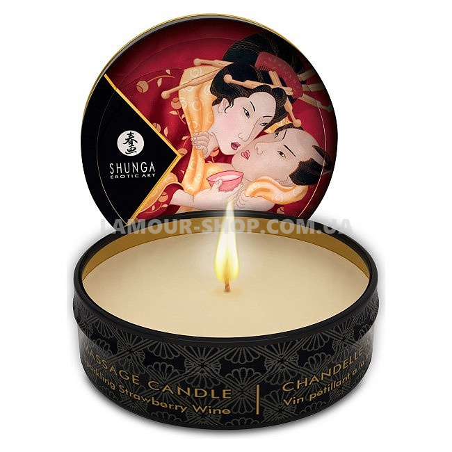 фото Масажна свічка Shunga MINI MASSAGE CANDLE - Sparkling Strawberry Wine (30 мл)