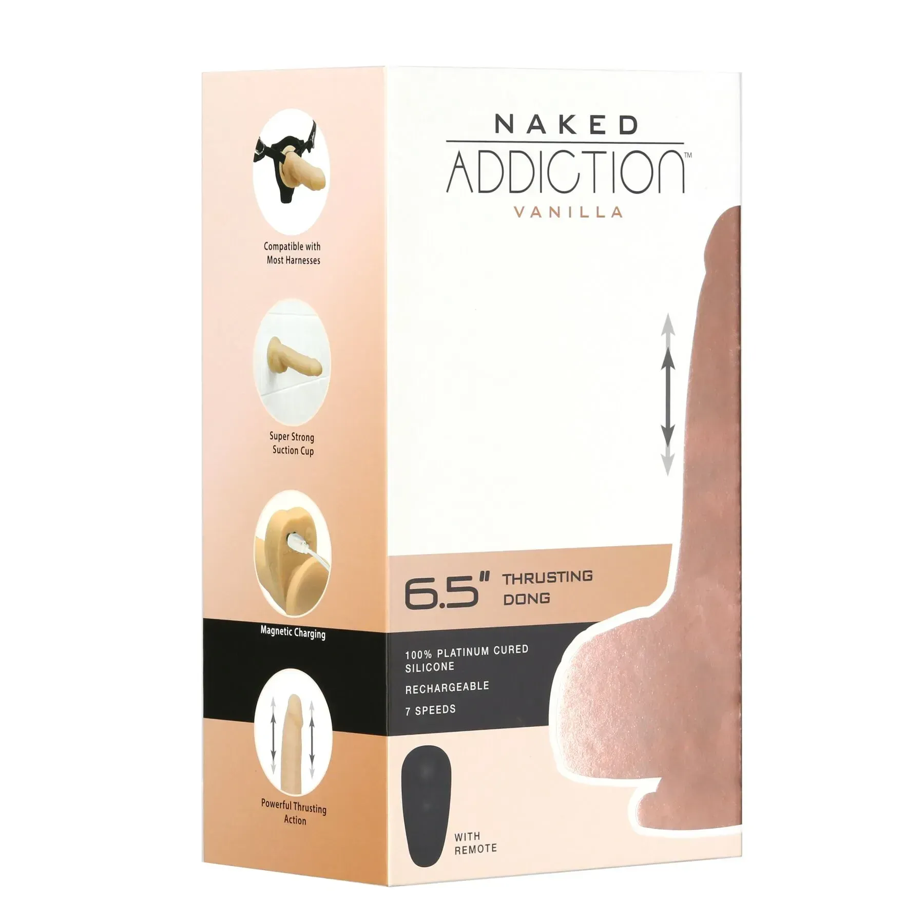 фото Фалоімітатор-пульсатор Naked Addiction 6.5″ Thrusting Dong With Remote, рухи вперед