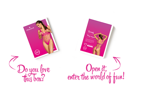 фото Сітчастий боді із поздовжніми вирізами Obsessive B121 teddy S/M/L, рожевий