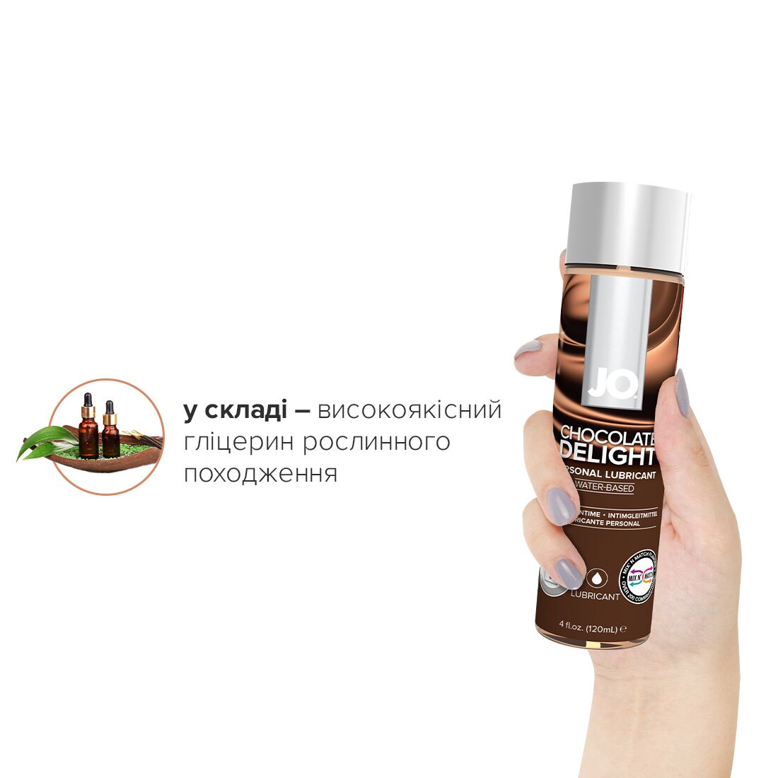 фото Змазка на водній основі JO H2O — Chocolate Delight (120 мл) без цукру