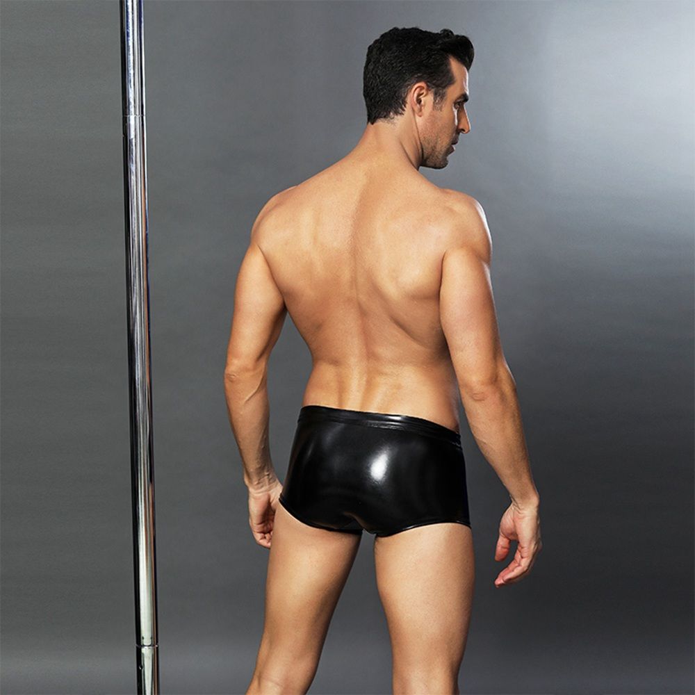 фото Еротичні чоловічі лакові труси зі шнурівкою S/M