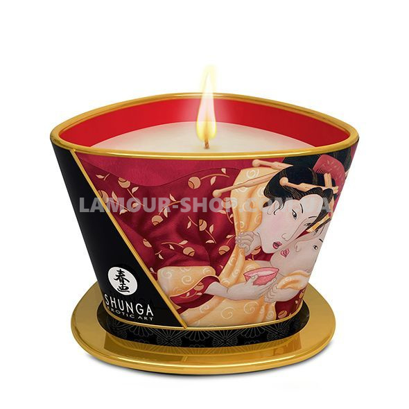 фото Масажна свічка Shunga Massage Candle - Sparkling Strawberry Wine (170 мл)